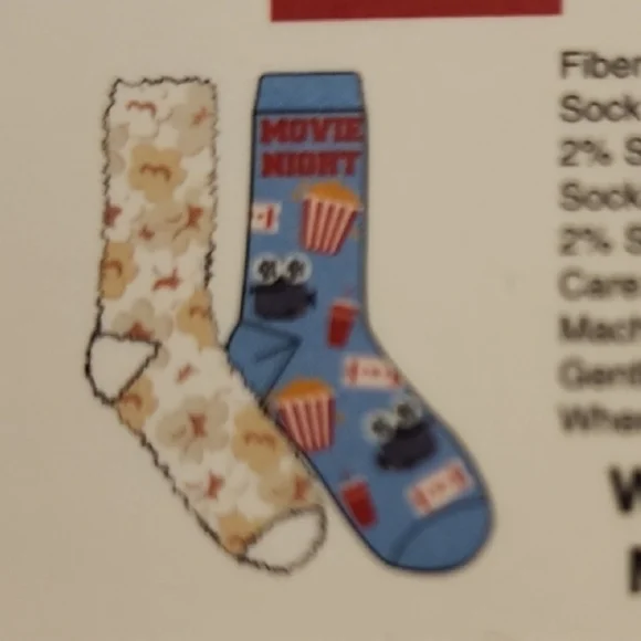 Sockingly Sweet Popcorn Socks And Movie Night Socks - Picture 3 of 7